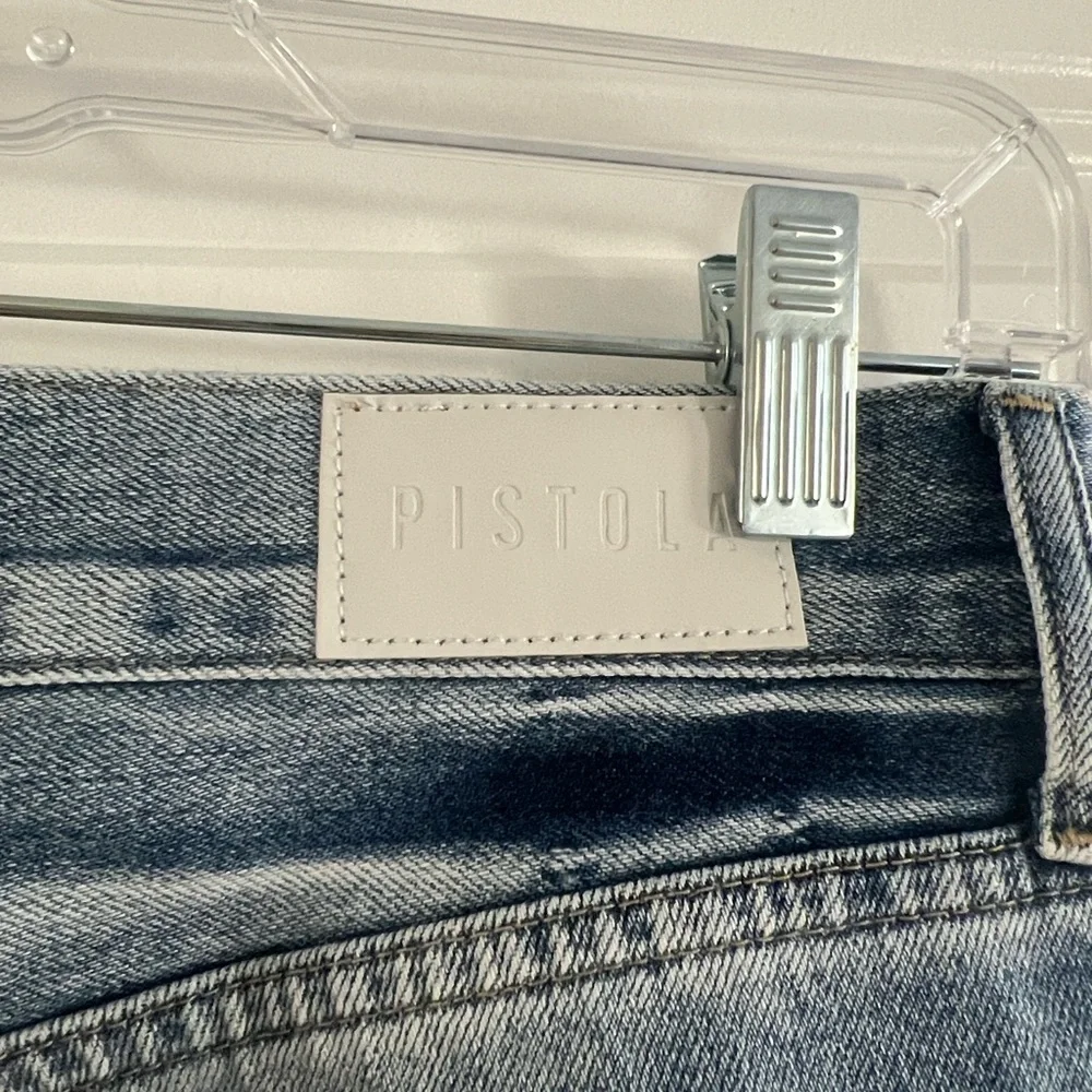 Pistola Cassie Distressed High Rise Straight Leg Jean Button Fly Size 27 - Picture 6 of 9